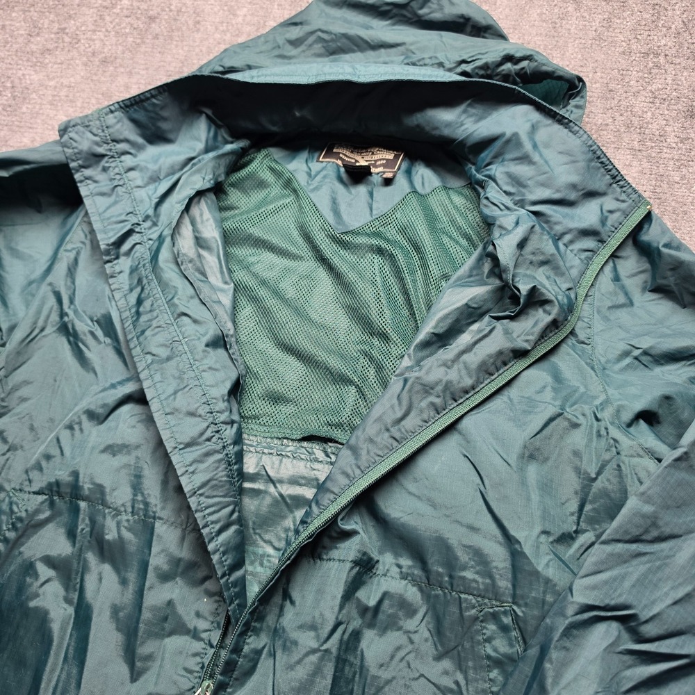Vintage Eddie Bauer Packable Windbreaker Jacket Mens S Green Hooded Anorak 90s‎